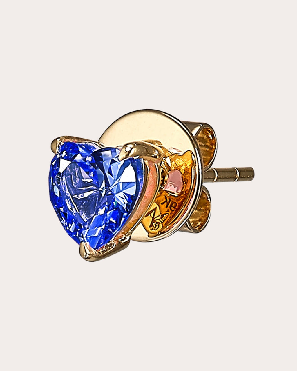 Mini Heart 18K Gold Vermeil Lab-Grown Sapphire Stud Earrings