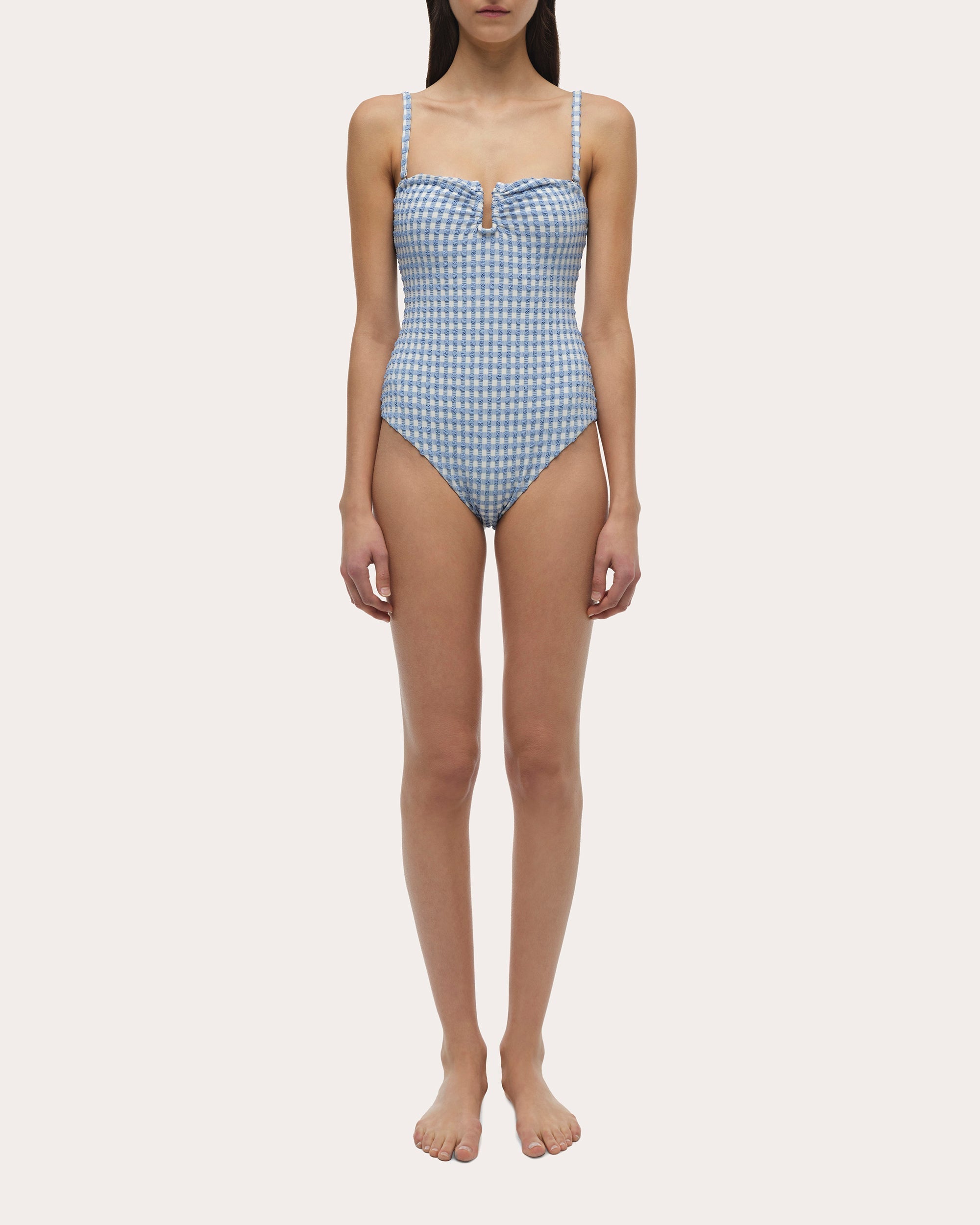 Ottilie Gingham Seersucker Ruched Swimsuit