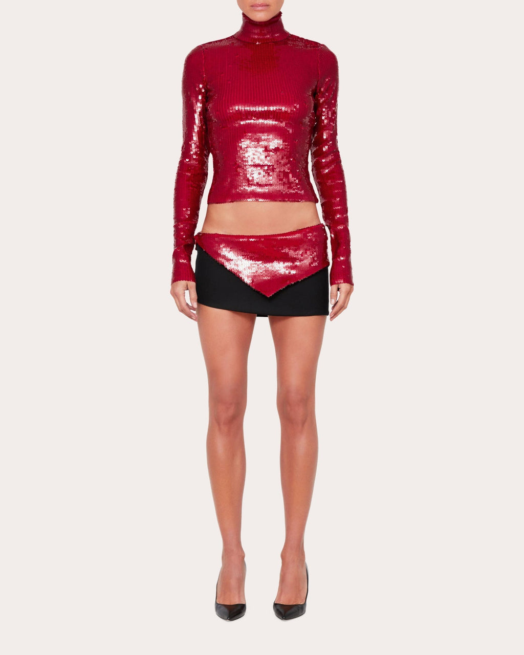 Draped Sequin Mini Skirt