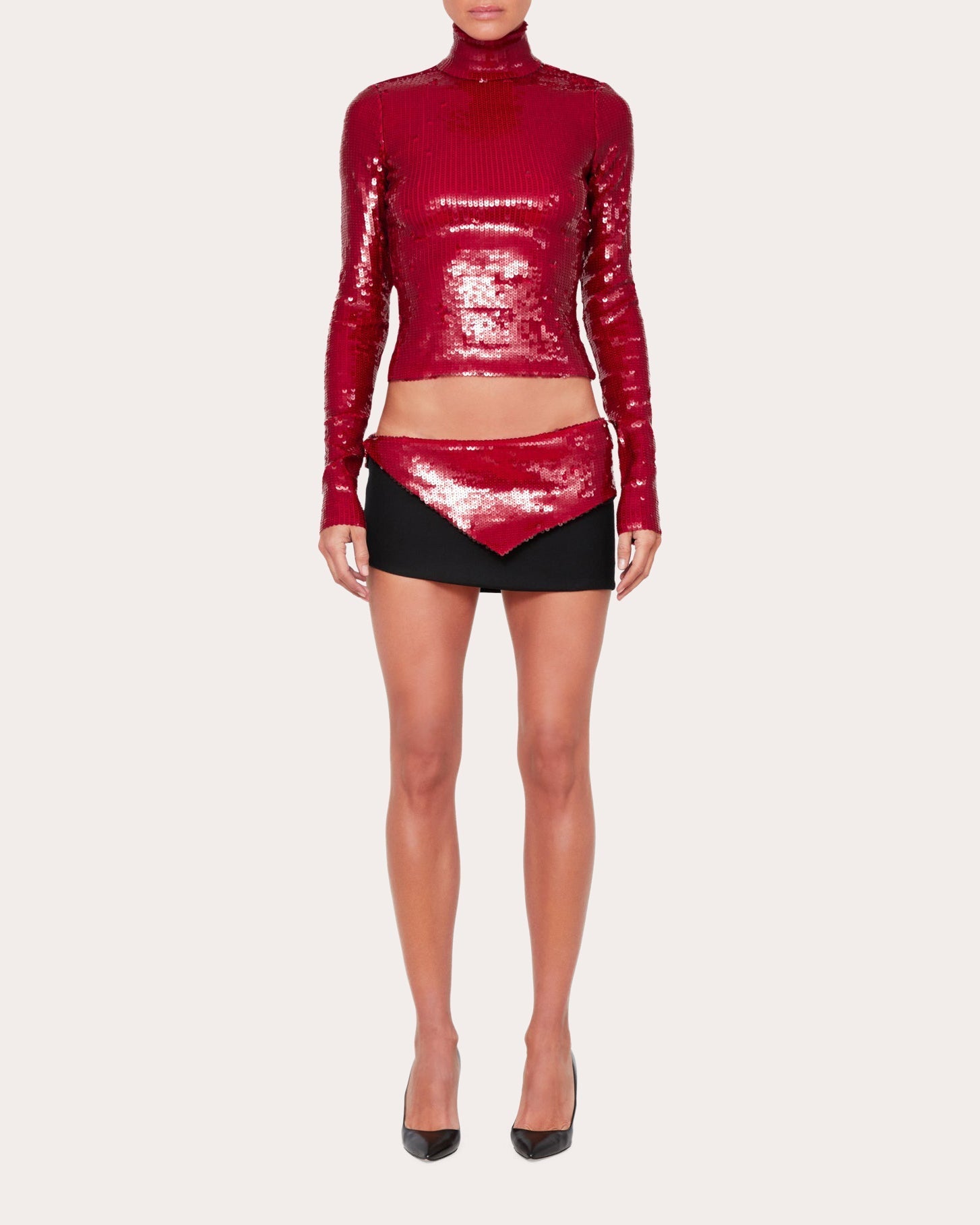 Draped Sequin Mini Skirt
