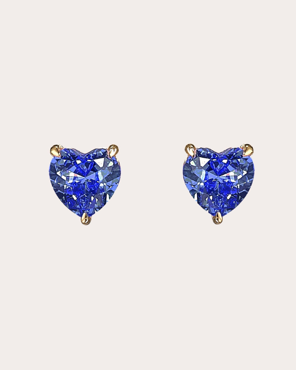 Mini Heart 18K Gold Vermeil Lab-Grown Sapphire Stud Earrings