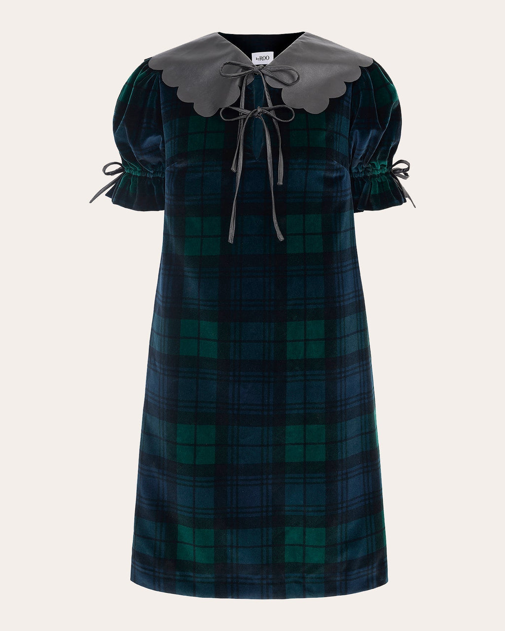 Courtney Faux Leather-Trimmed Printed Velvet Mini Dress