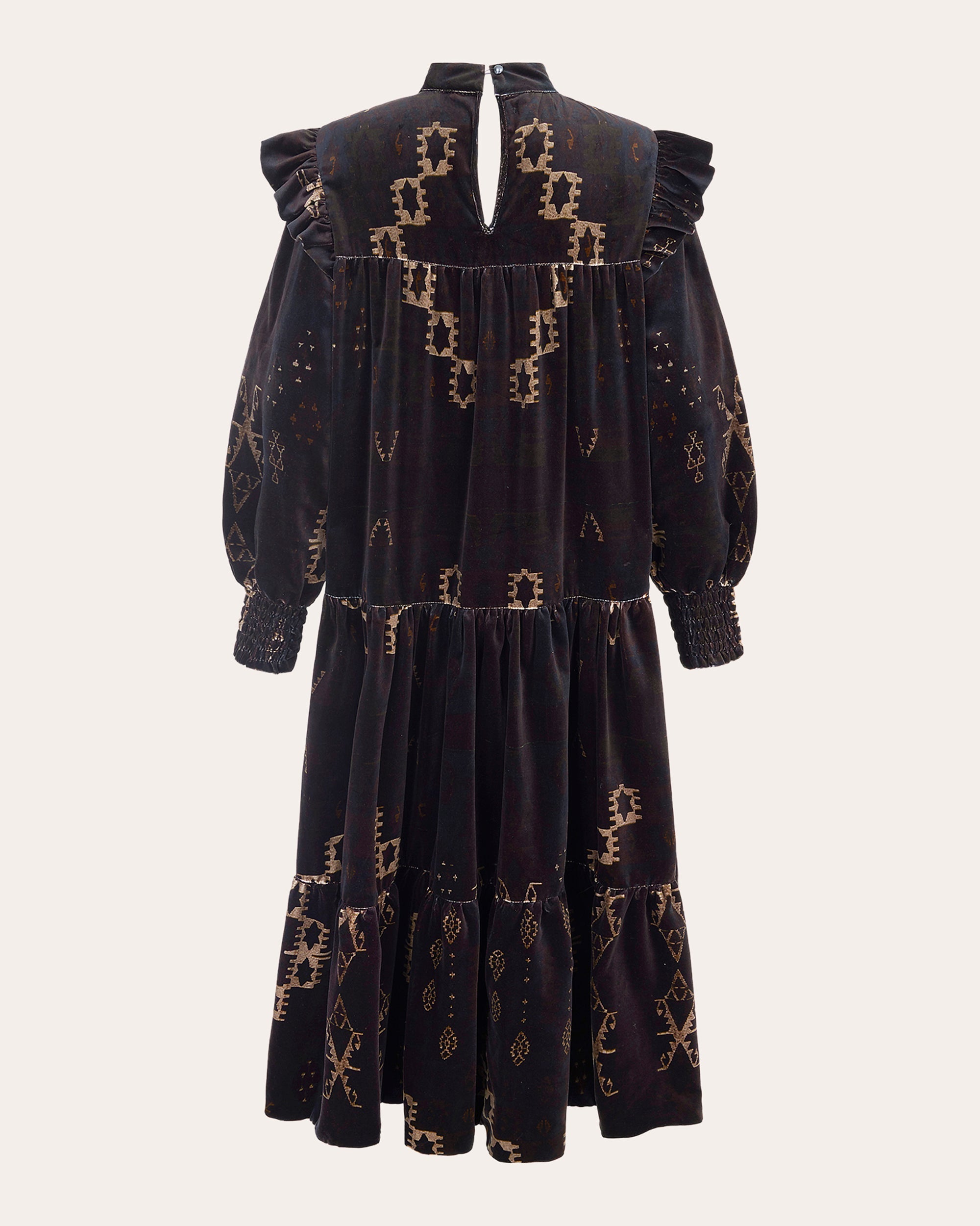 Tilly Tiered Printed Velvet Midi Dress