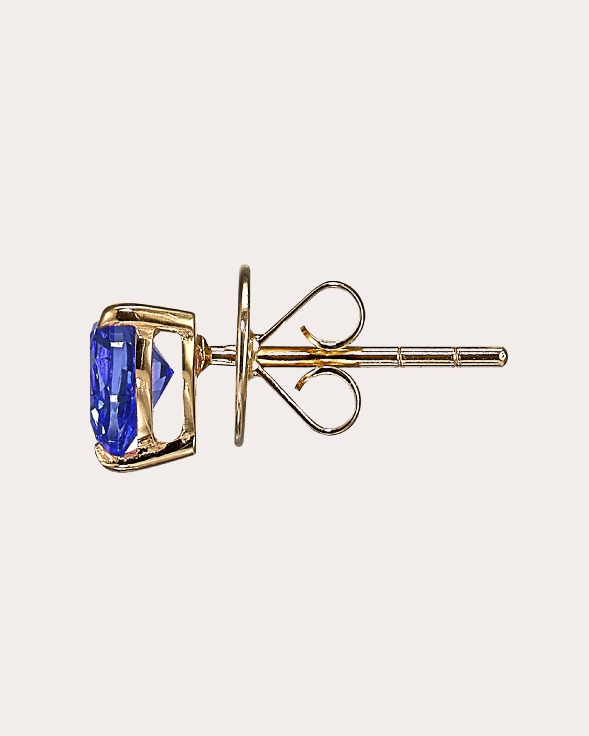 Mini Heart 18K Gold Vermeil Lab-Grown Sapphire Stud Earrings