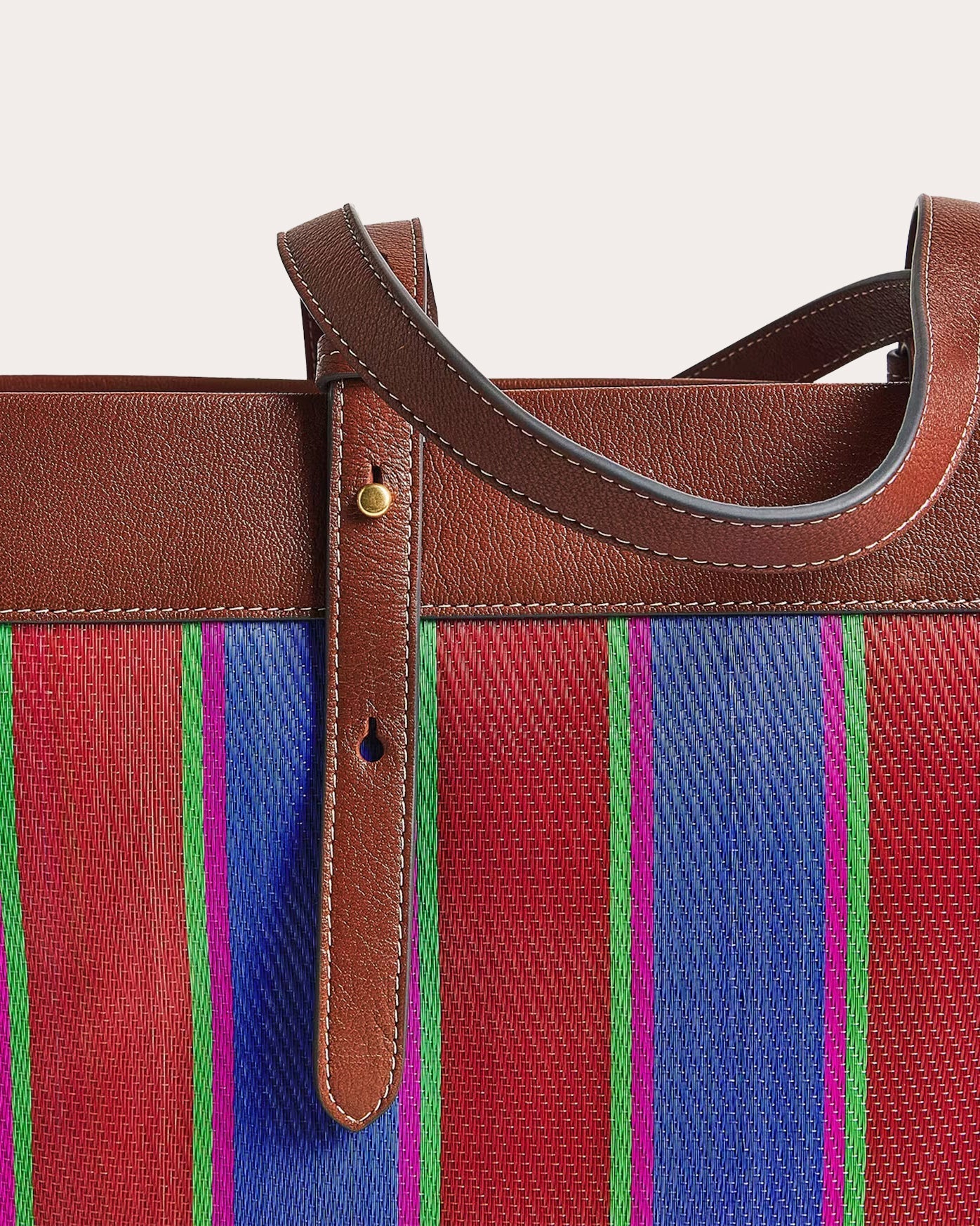 Eyes Appliquéd Leather-Trimmed Recycled Canvas Tote