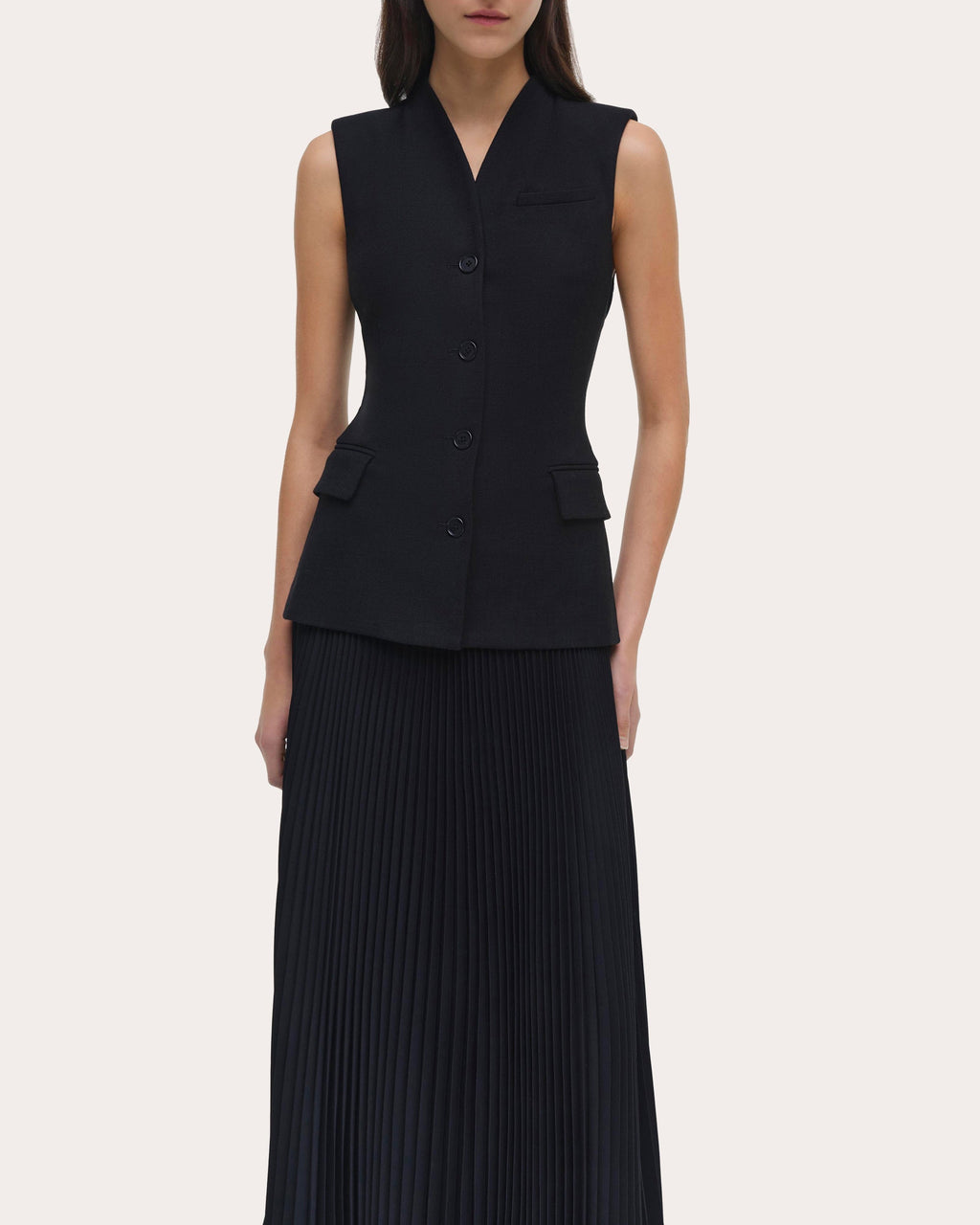 Georgina Pleated Satin Bouclé Combo Midi Dress