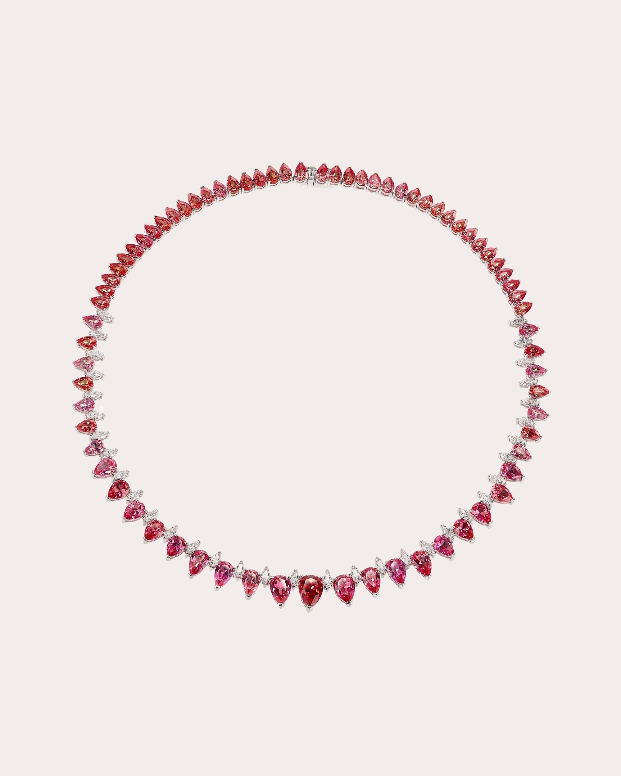18K Gold Vermeil Lab-Grown Multi Sapphire Necklace