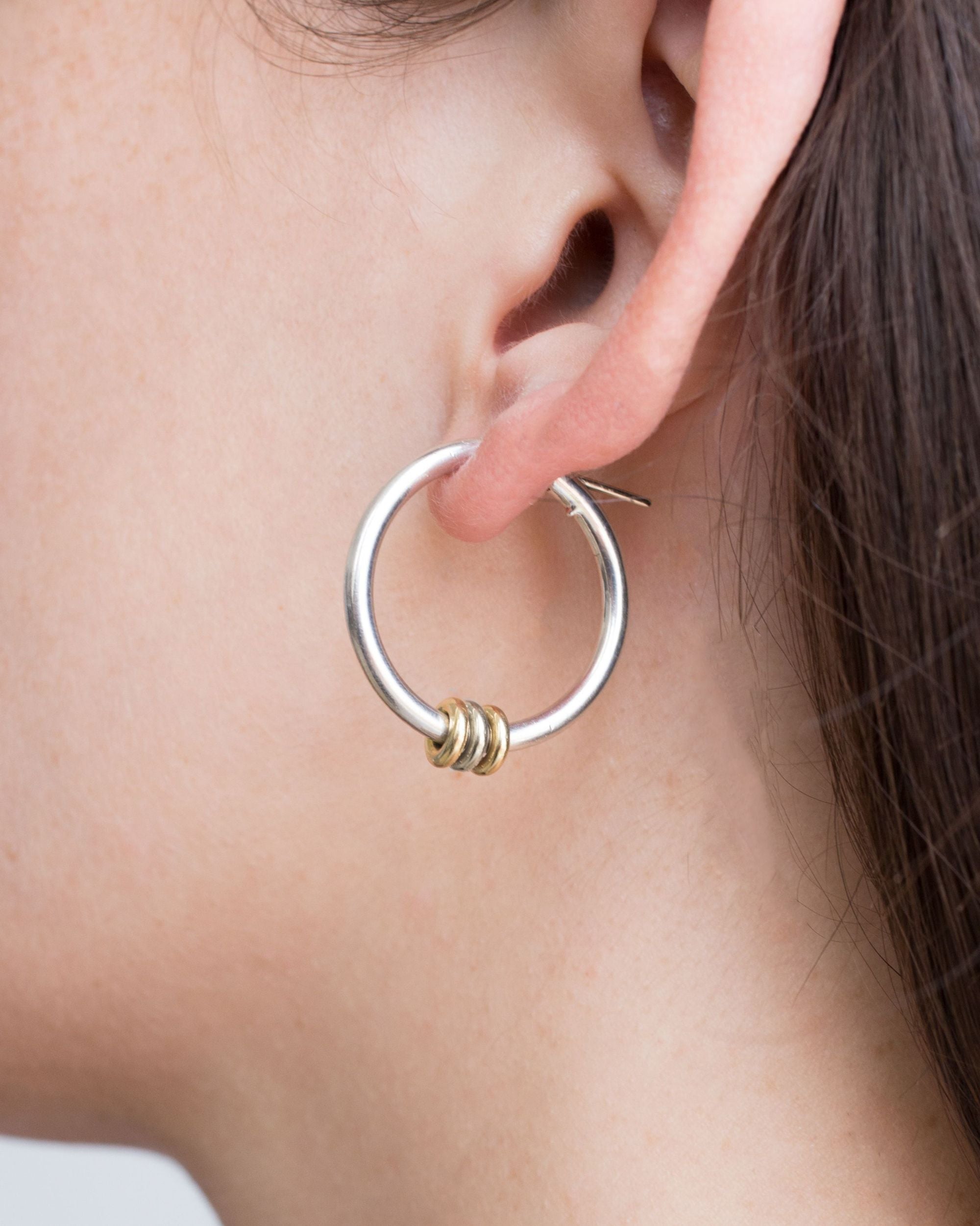Argo 18K Gold Sterling Silver Hoop Earrings