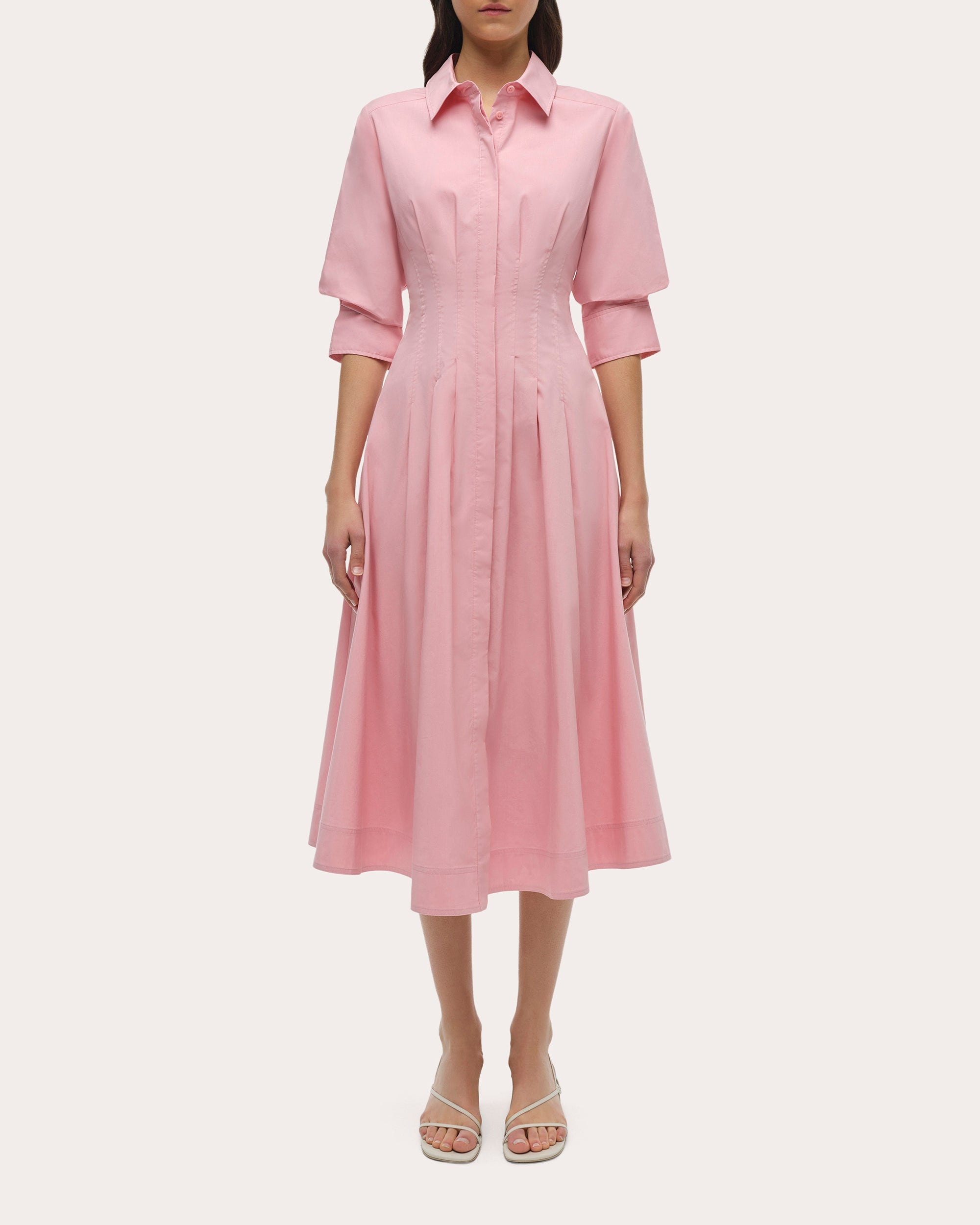 Jazz Poplin Pintuck Midi Dress
