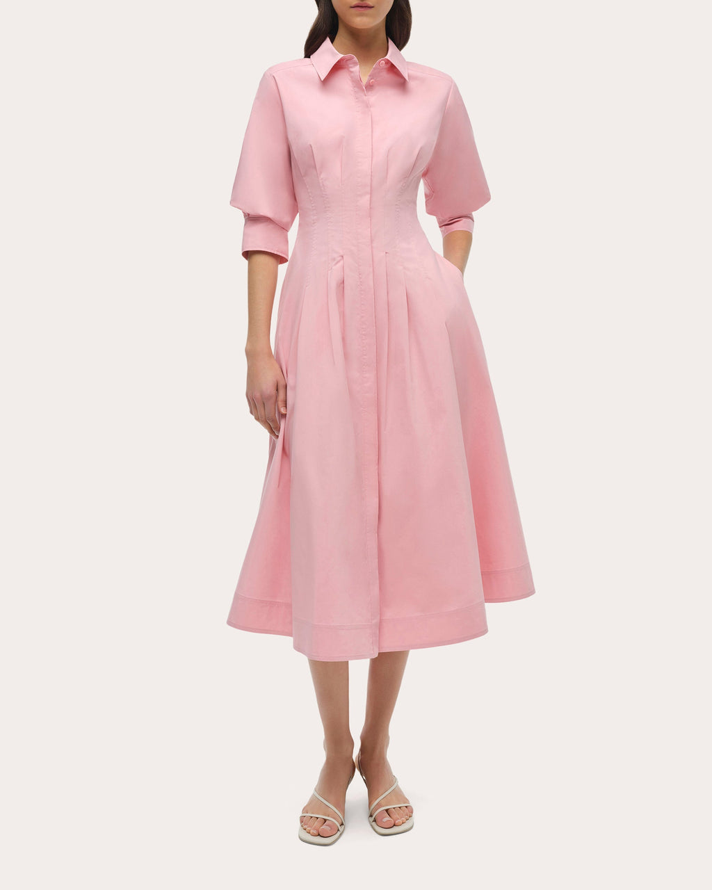 Jazz Poplin Pintuck Midi Dress