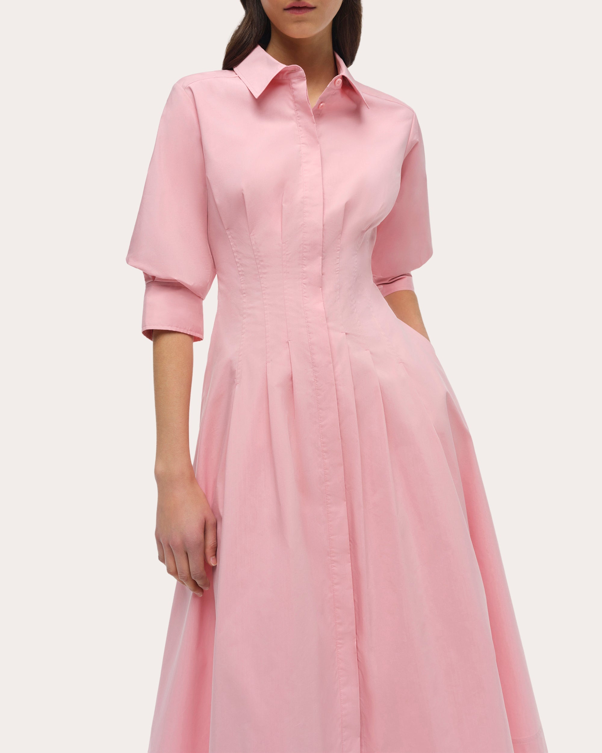 Jazz Poplin Pintuck Midi Dress
