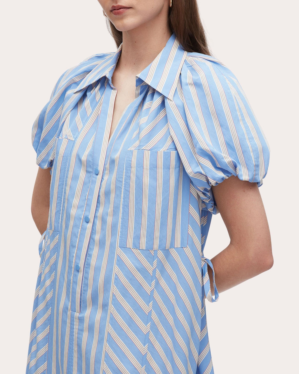Striped Techno-Poplin Shirt Dress