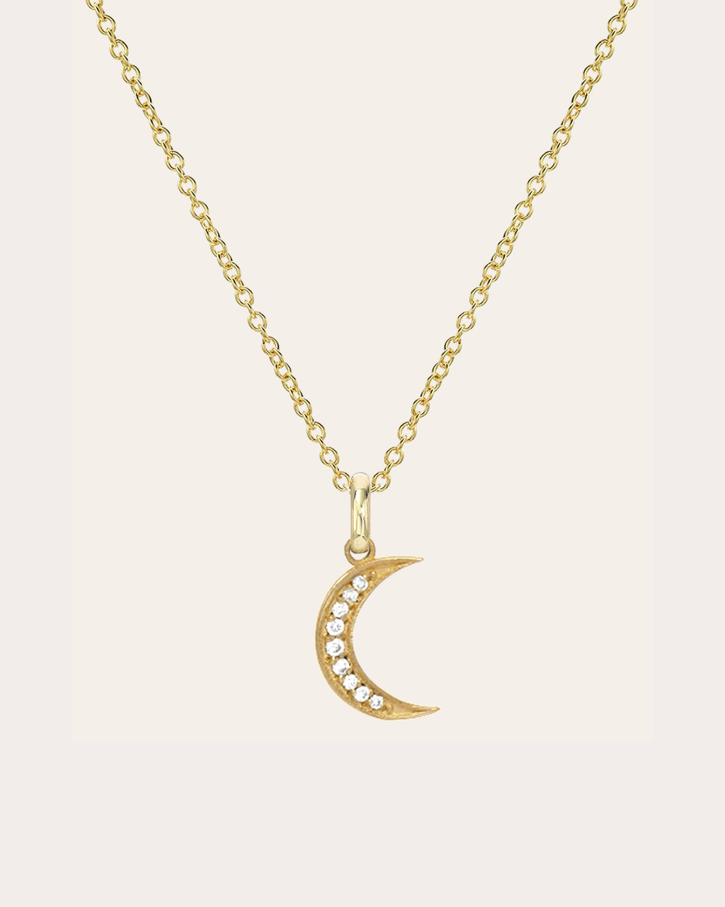 14K Gold Diamond Moon Pendant