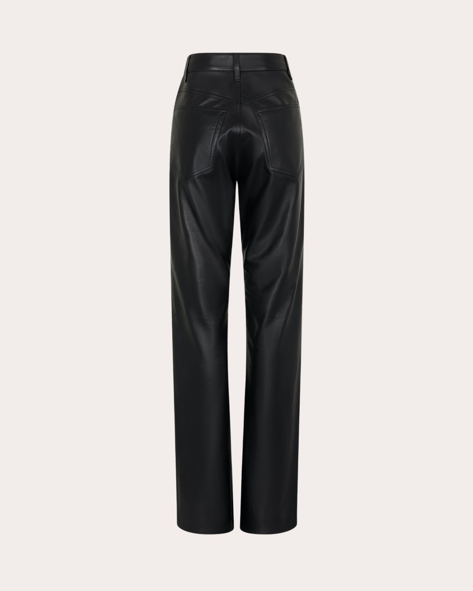 Straight-Leg Leather Pants