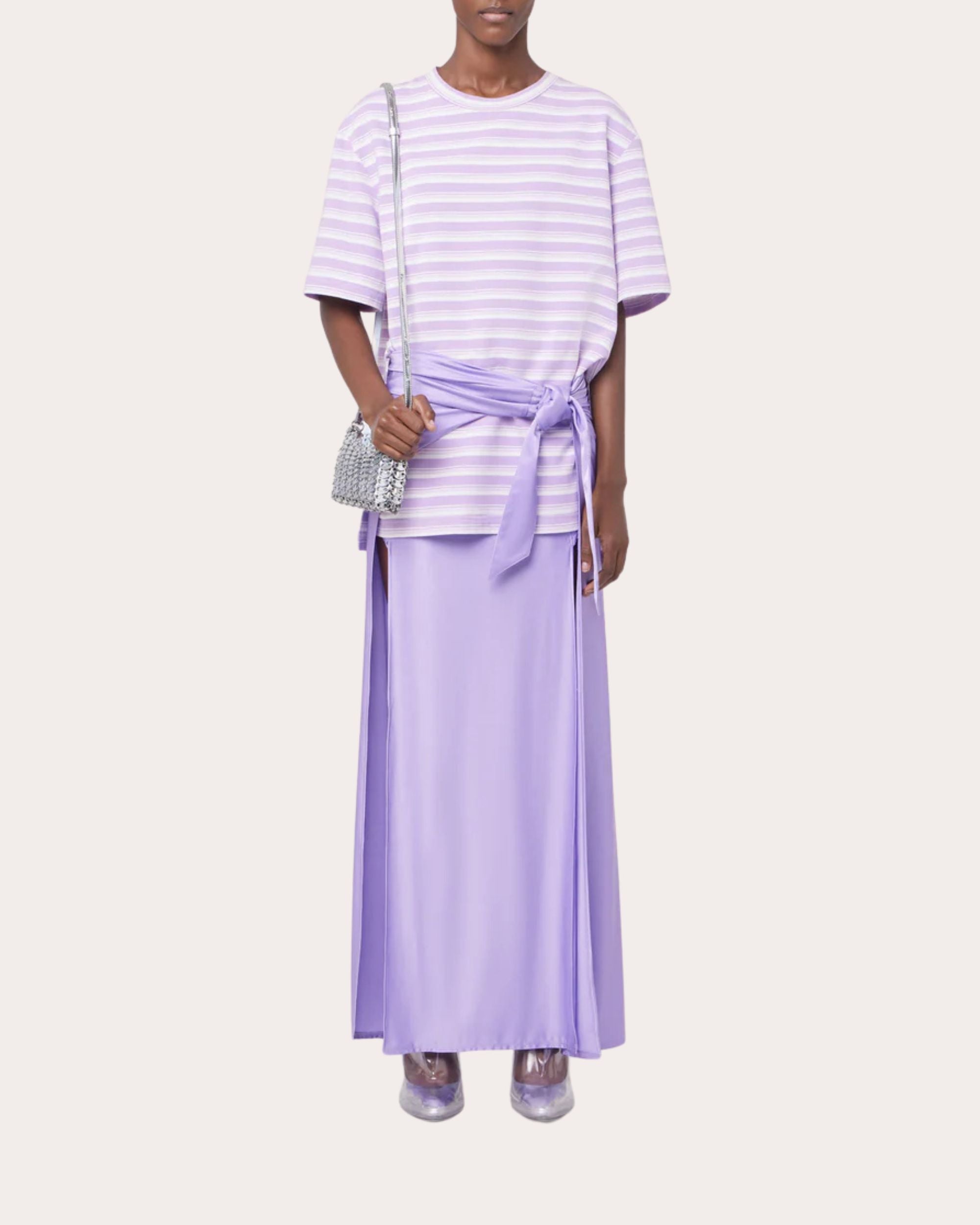Knotted Satin Stretch-Jersey Maxi Skirt