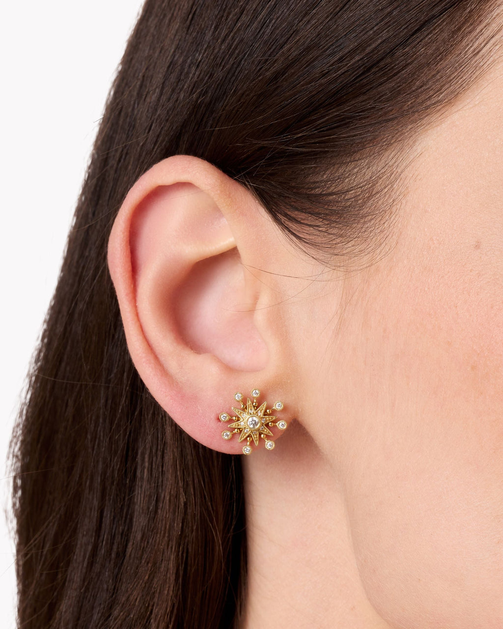 Twinkle 18K Gold Diamond Star Stud Earrings