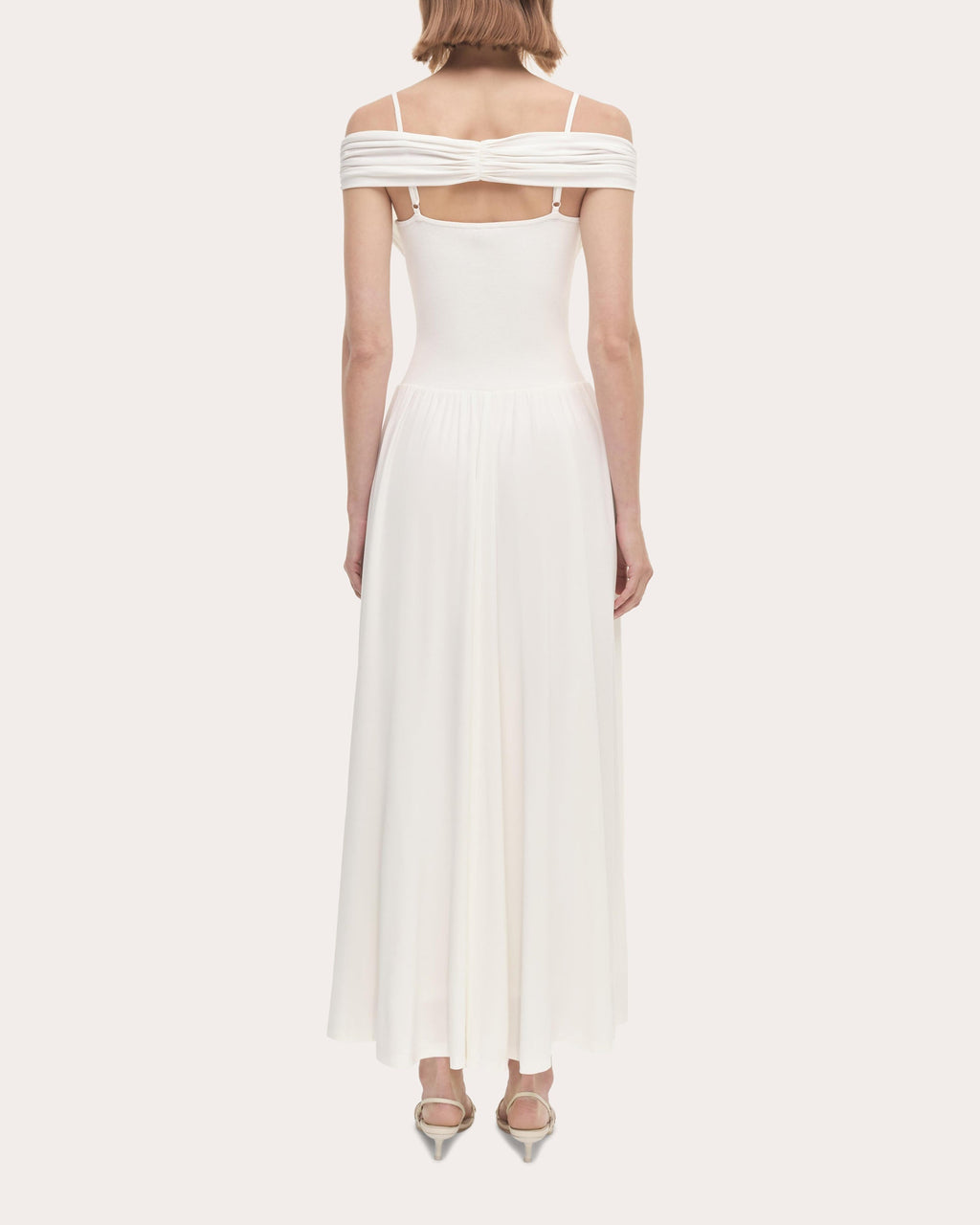 Amarantha Pleated Jersey Knit Off-Shoulder Dress