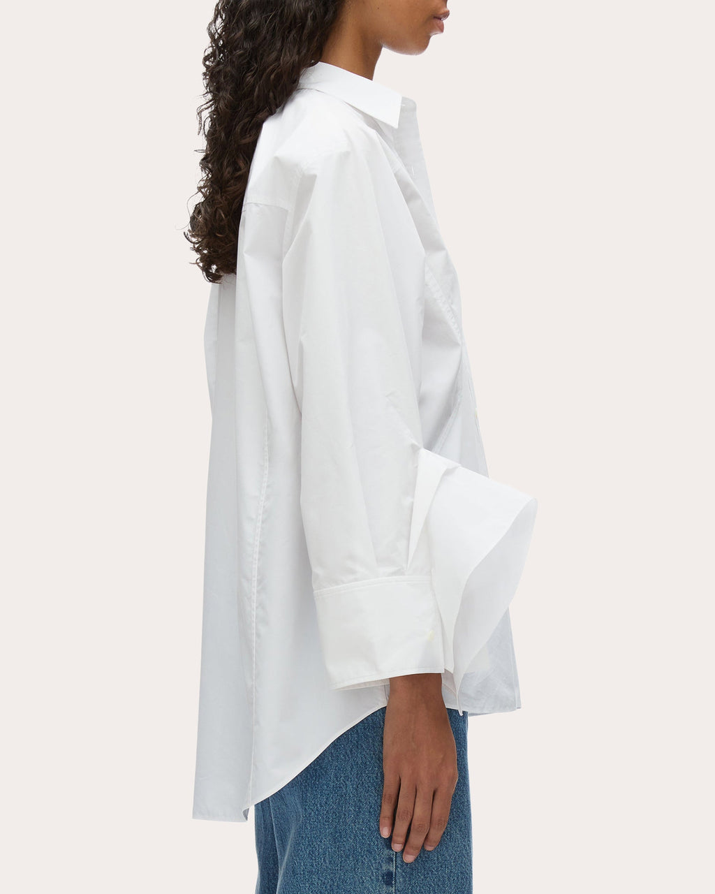 Oversized Ruffle-Trimmed Cotton Blend Shirt