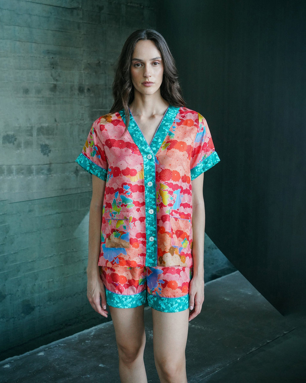 Sumi Niwa Silk Short-Sleeve Pajama Set