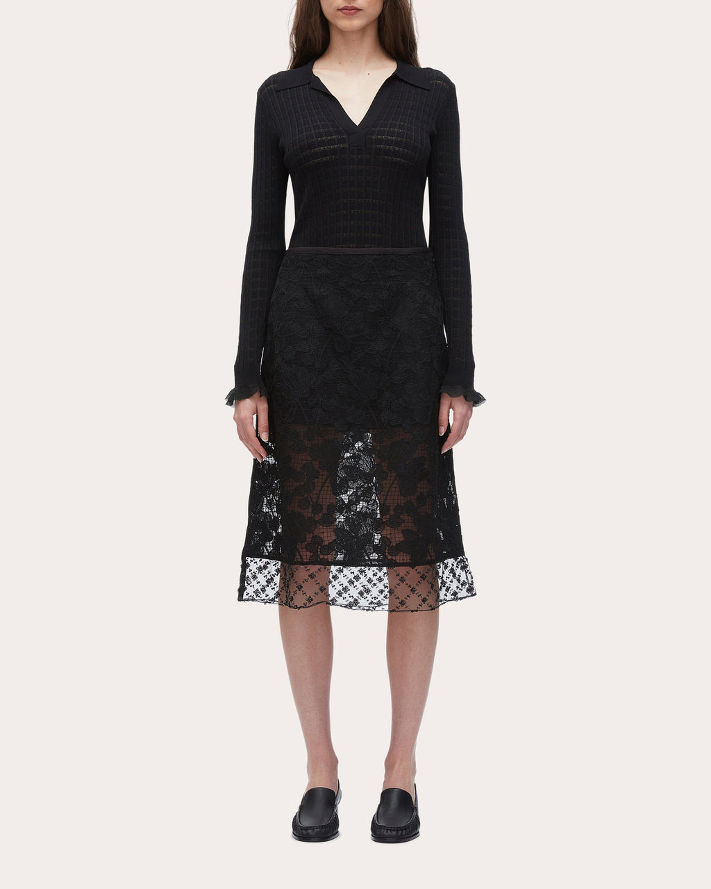 Embellished Floral Lace Organza Skirt