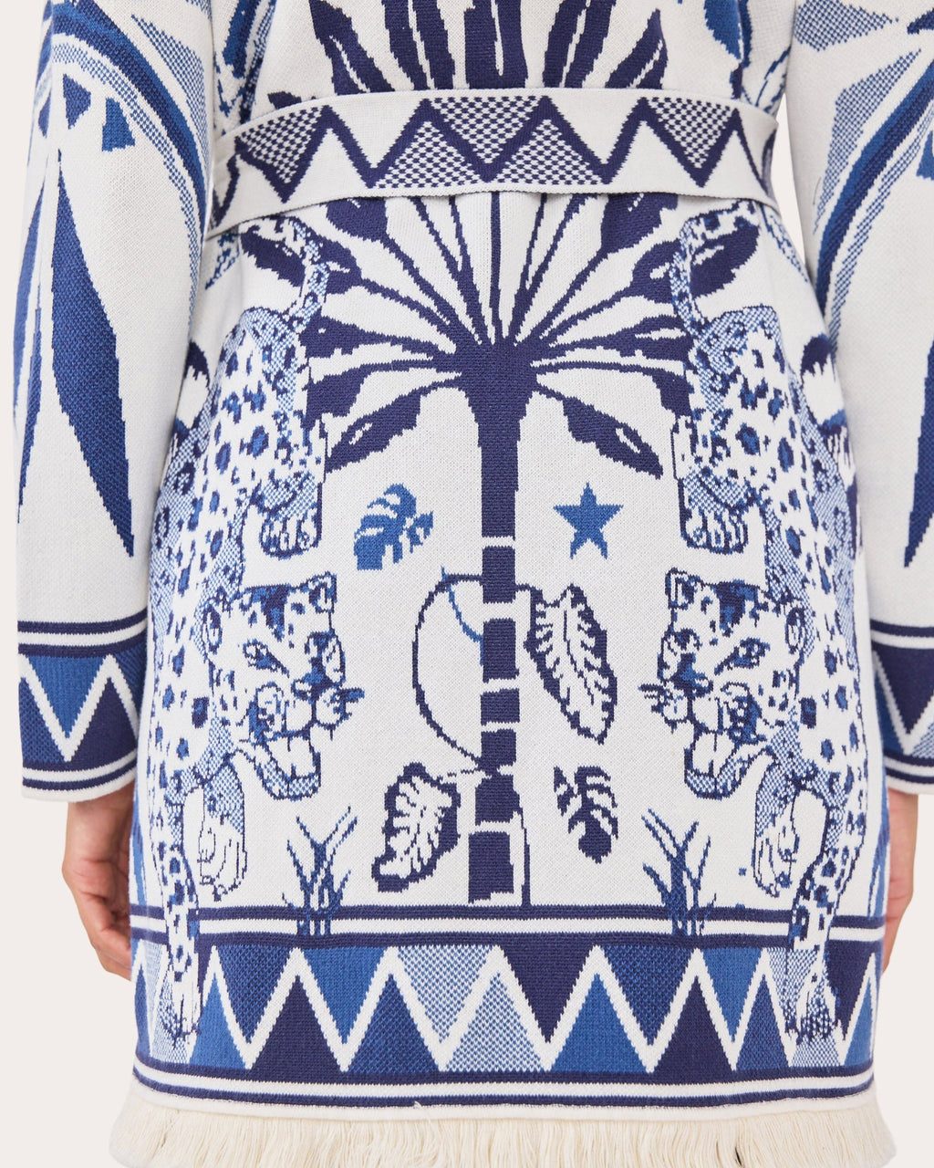 Magic Leopard Belted Cotton-Jacquard Cardigan