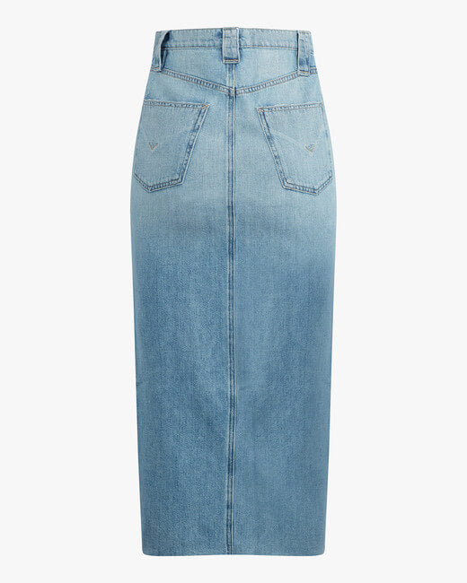 Button-Front Denim Pencil Skirt