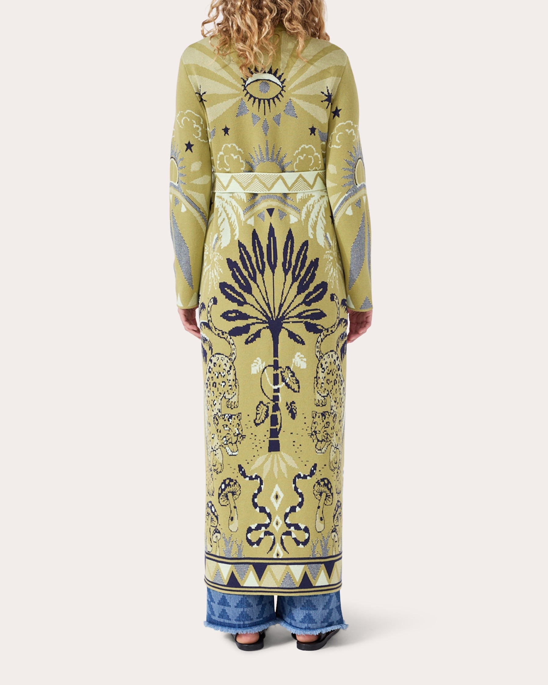 Magic Leopard Belted Cotton-Jacquard Long Cardigan