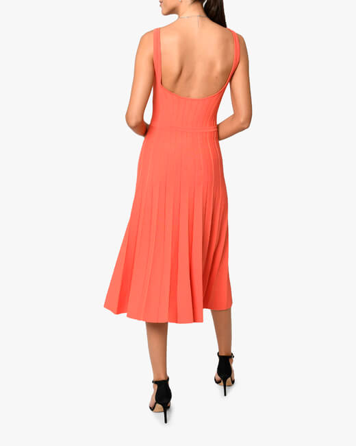 Sunburst Pleat Scoop Neck Dress