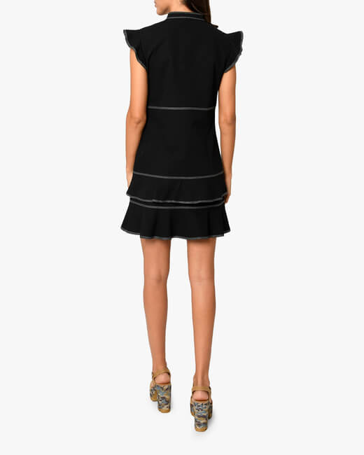 Button-Front Flounce Mini Dress