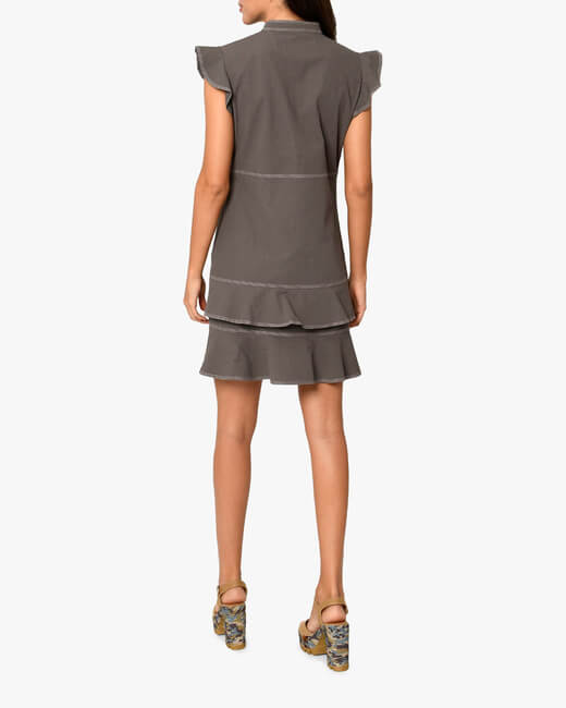 Button-Front Flounce Mini Dress