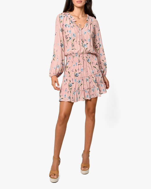 Tossed Tulip Smocked-Waist Mini Dress