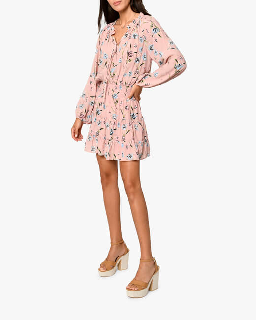 Tossed Tulip Smocked-Waist Mini Dress