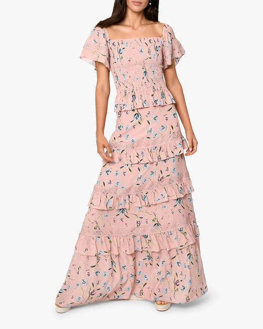 Tossed Tulip Tiered Maxi Skirt