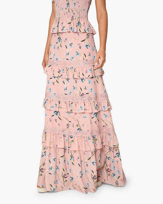 Tossed Tulip Tiered Maxi Skirt