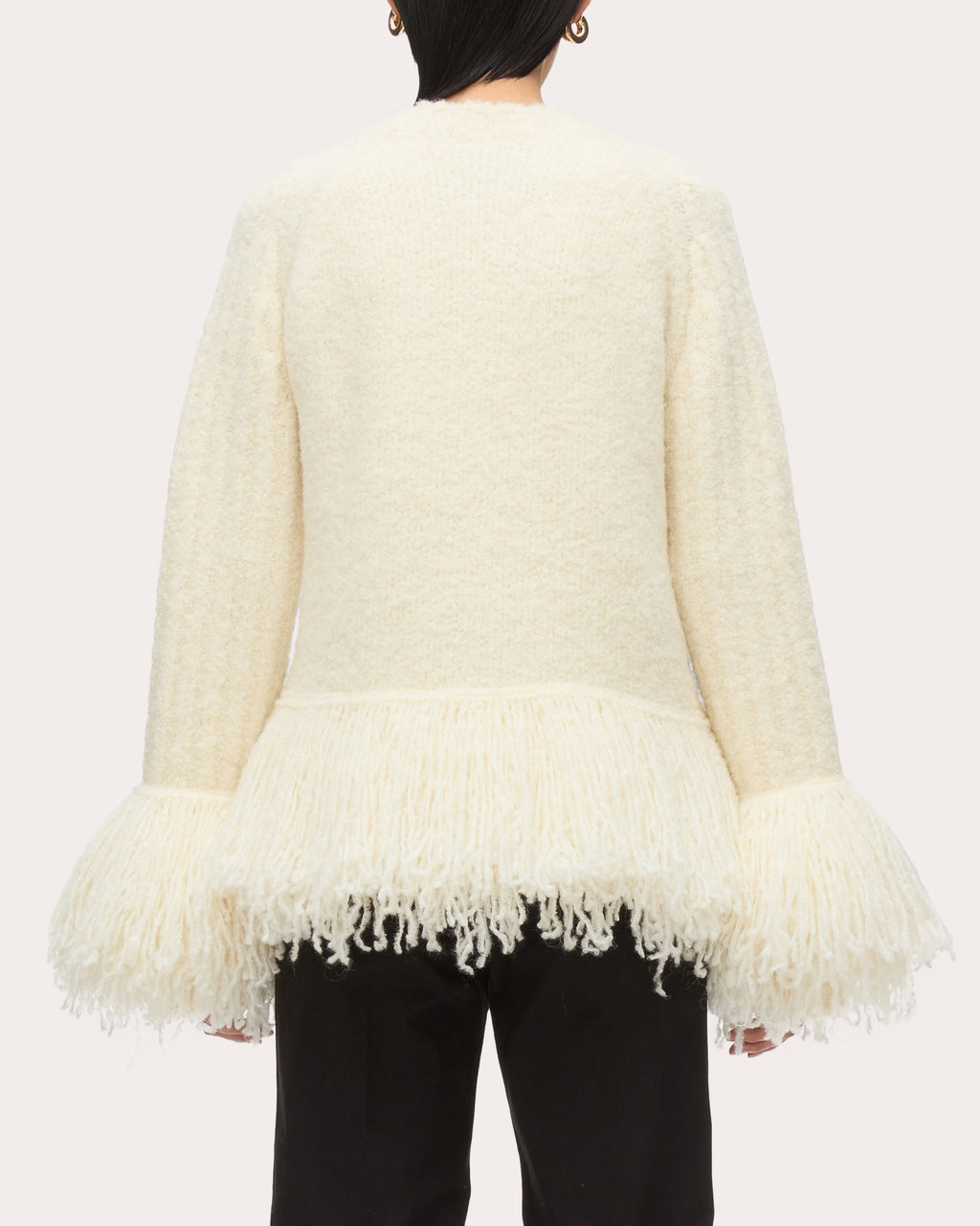 Fringed Wool Bouclé Knit Sweater
