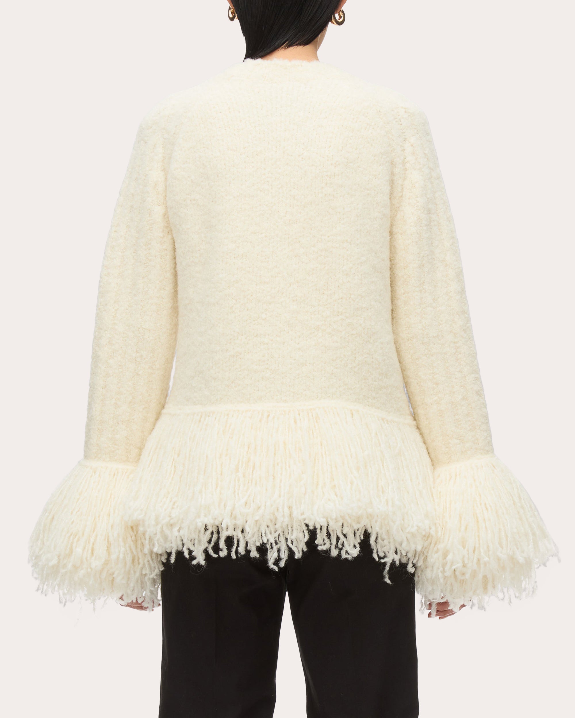 Fringed Wool Bouclé Knit Sweater