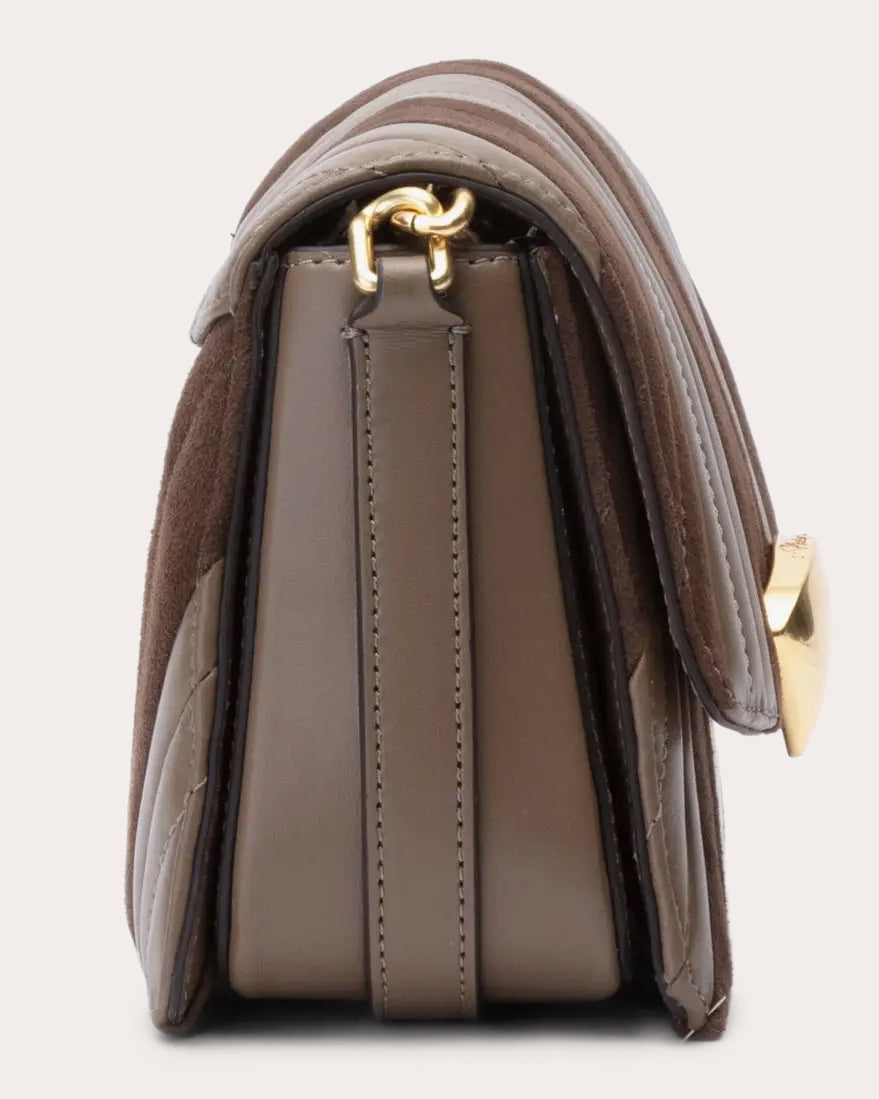 ID Paneled Quilted Leather & Suede Shoulder Bag
