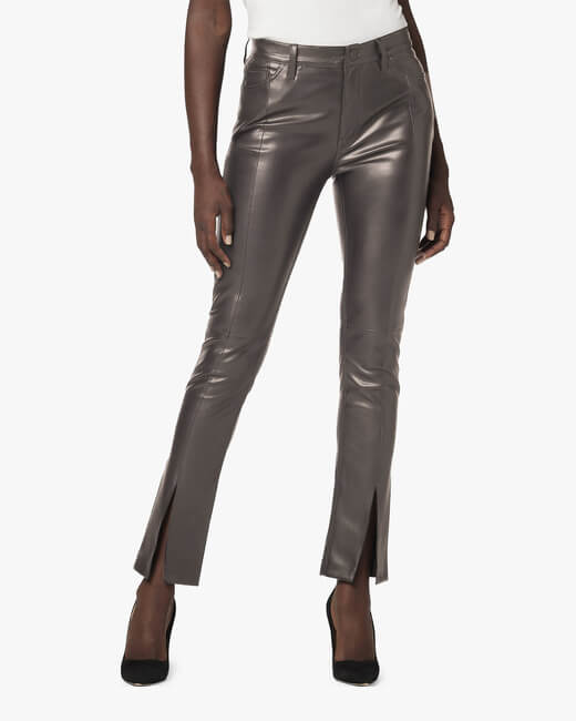 Barbara High-Rise Straight Ankle Faux Leather Pants