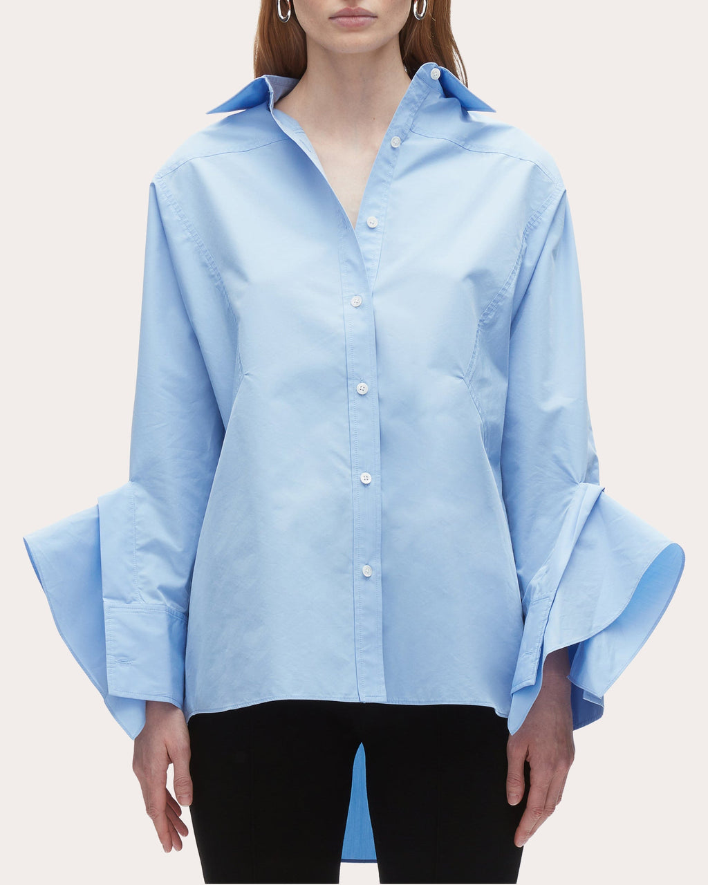 Oversized Ruffle-Trimmed Cotton Blend Shirt