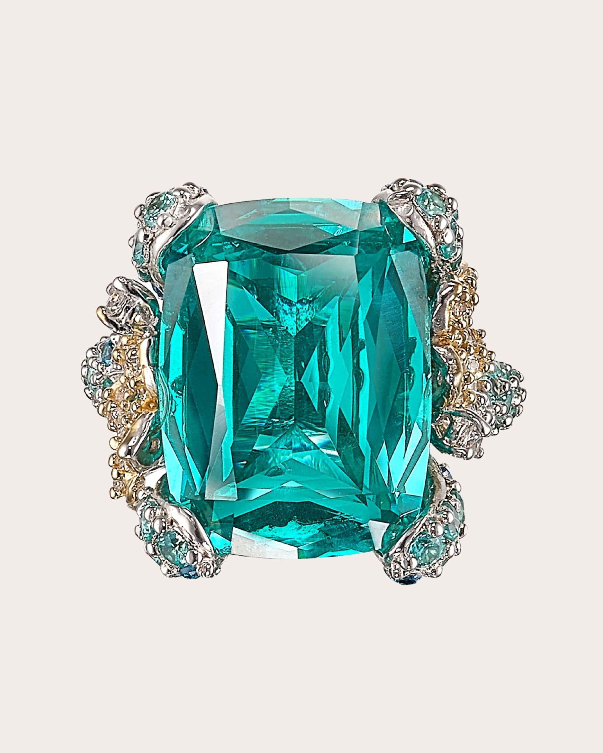 Ocean 18K Gold and Rhodium Vermeil Lab-Grown Multi-Stone Ring