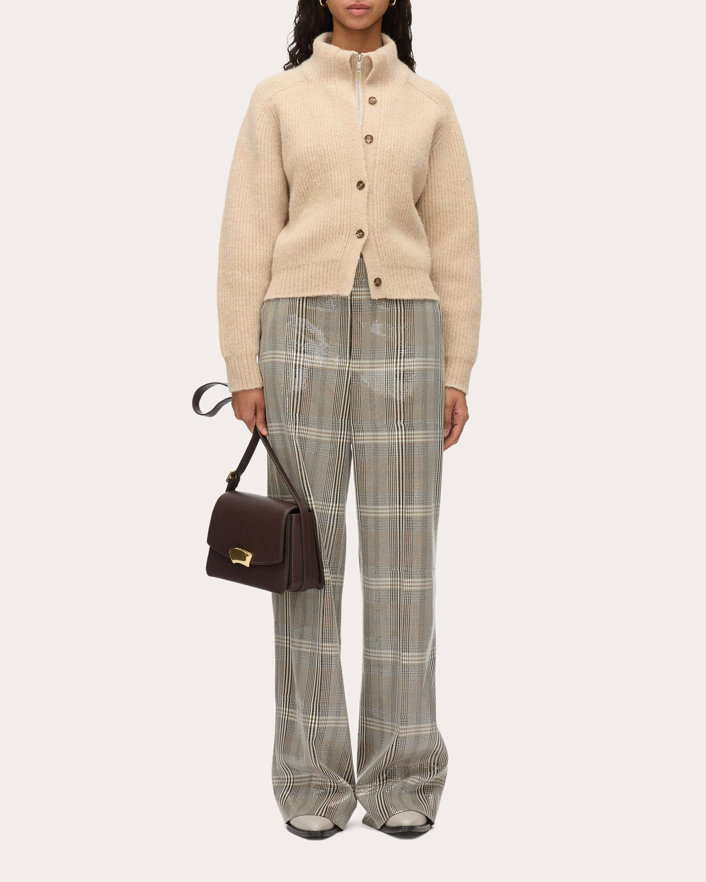 Trompe L'Oeil Ribbed Wool Knit Cardigan