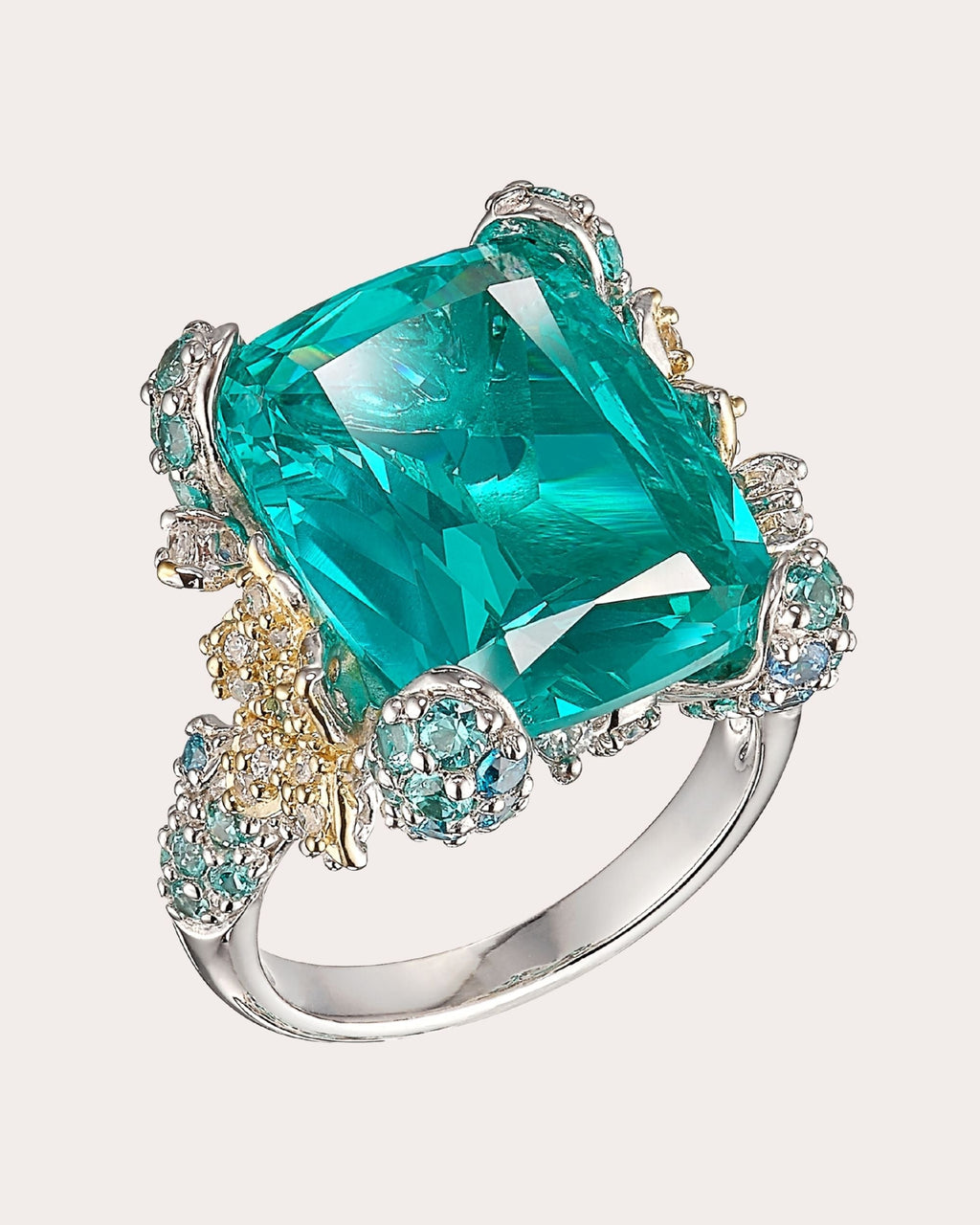 Ocean 18K Gold and Rhodium Vermeil Lab-Grown Multi-Stone Ring