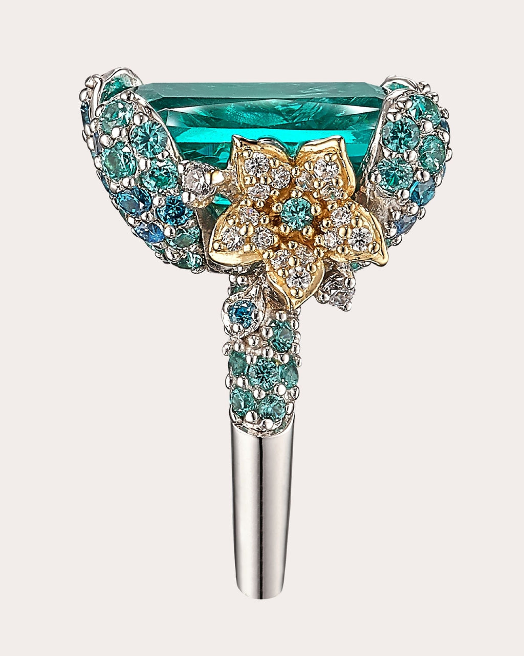 Ocean 18K Gold and Rhodium Vermeil Lab-Grown Multi-Stone Ring