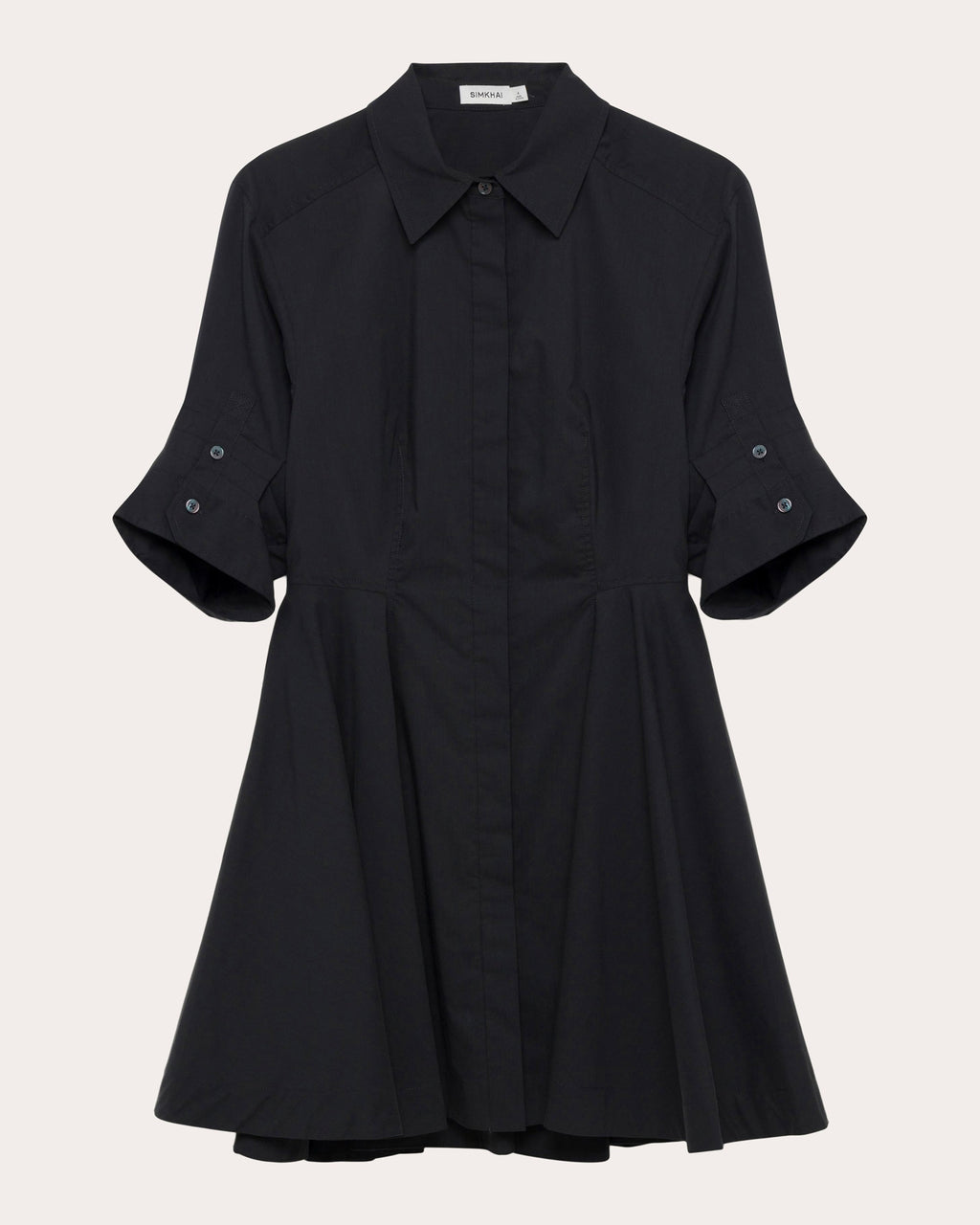 Jazzie Pleated Cotton Poplin Mini Shirt Dress