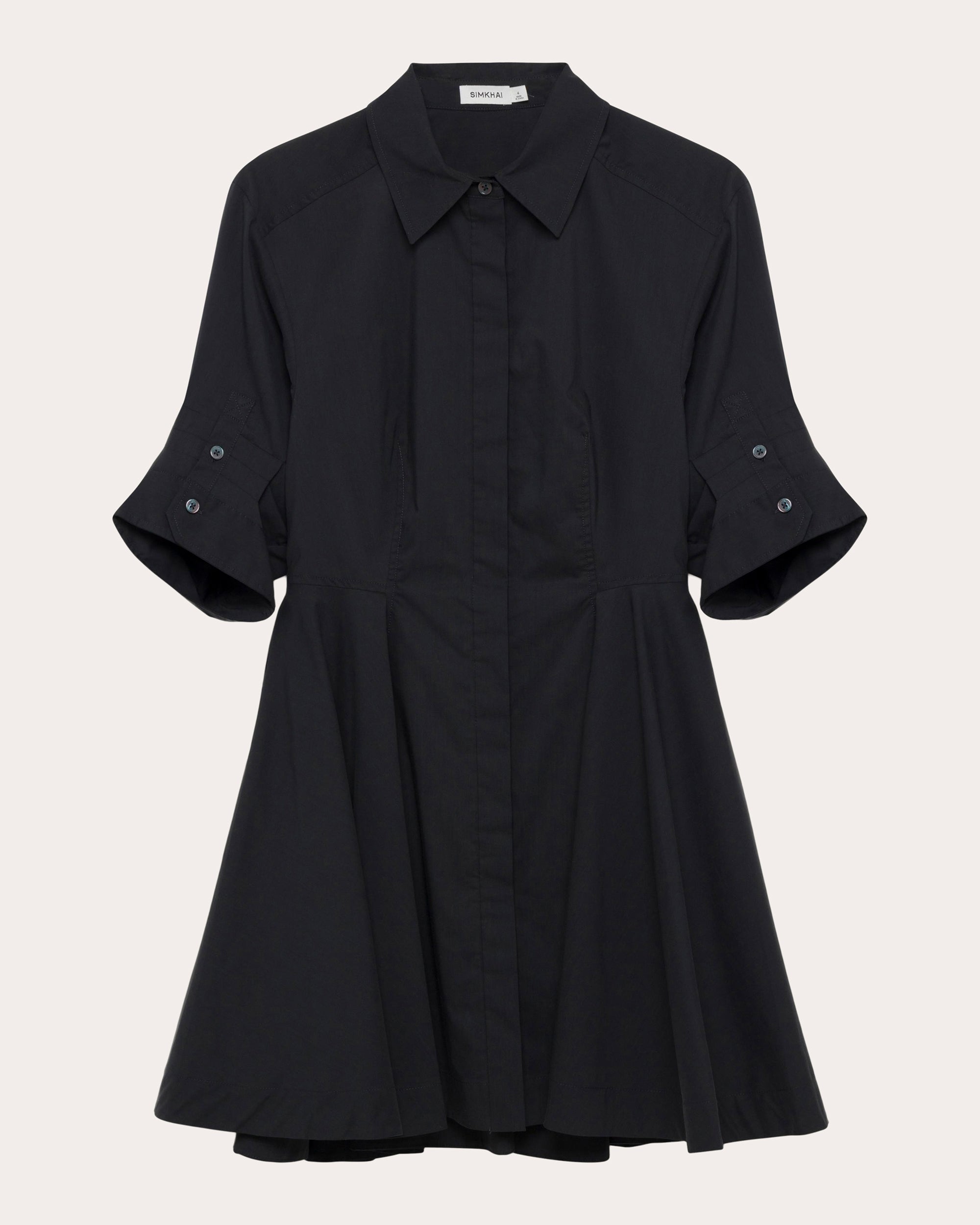 Jazzie Pleated Cotton Poplin Mini Shirt Dress