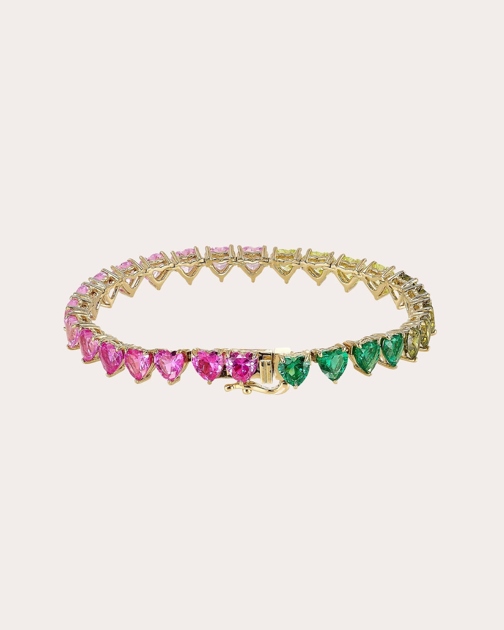 Peony 18K Gold Vermeil Lab-Grown Multi-Stone Eternity Heart Bracelet