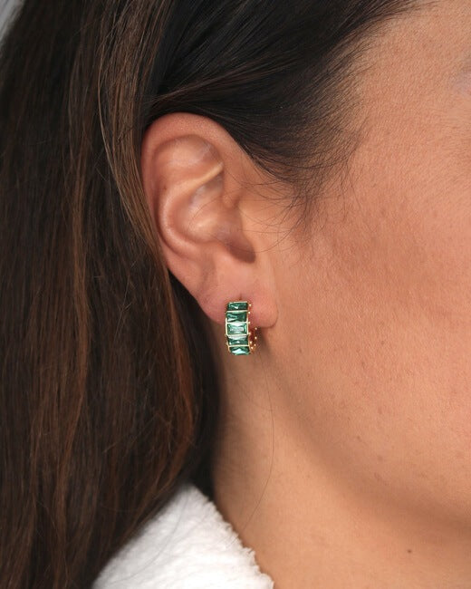 Small 14K Gold-Plated Swarovski® Hoop Earrings