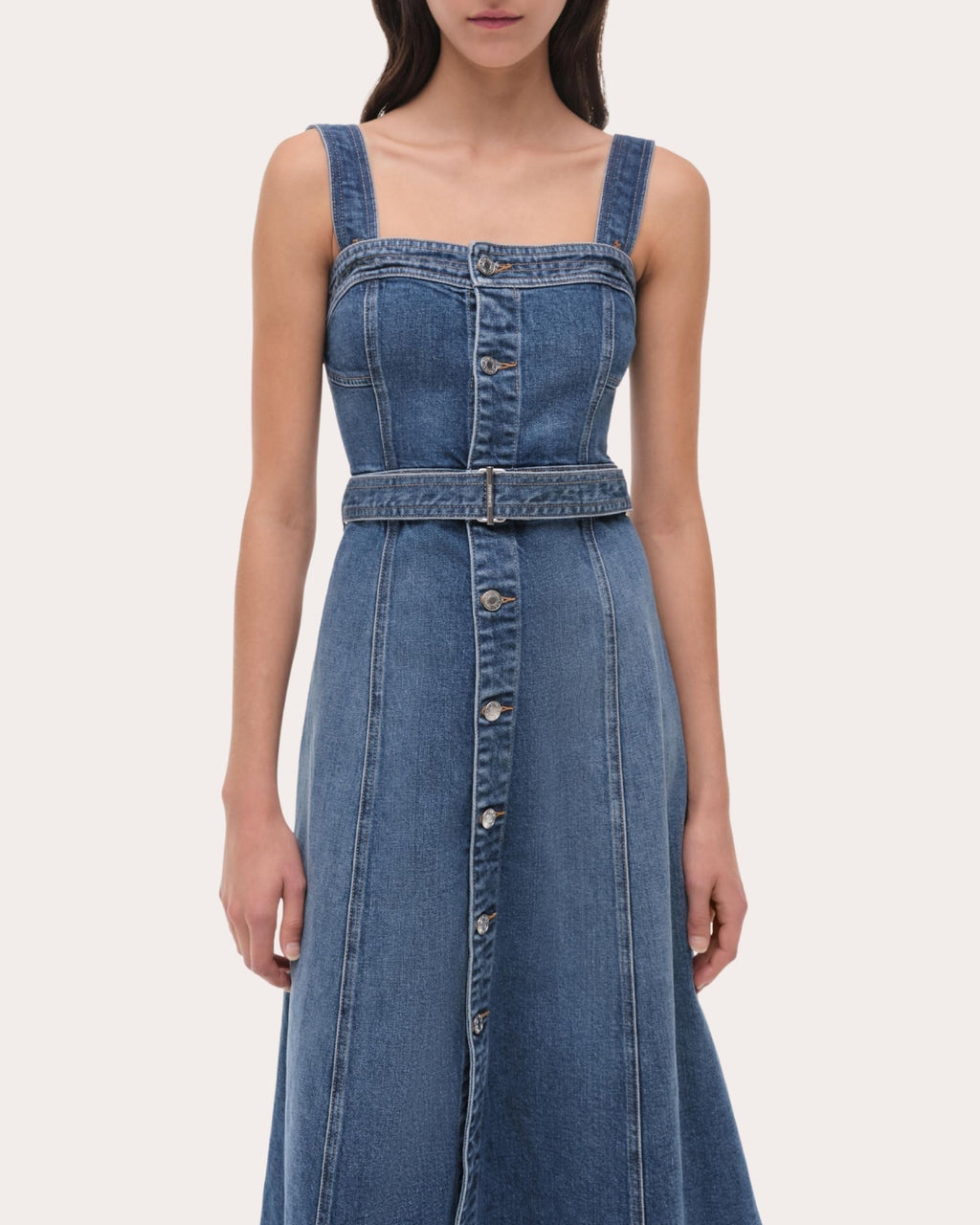 Alba Denim Bustier Midi Dress