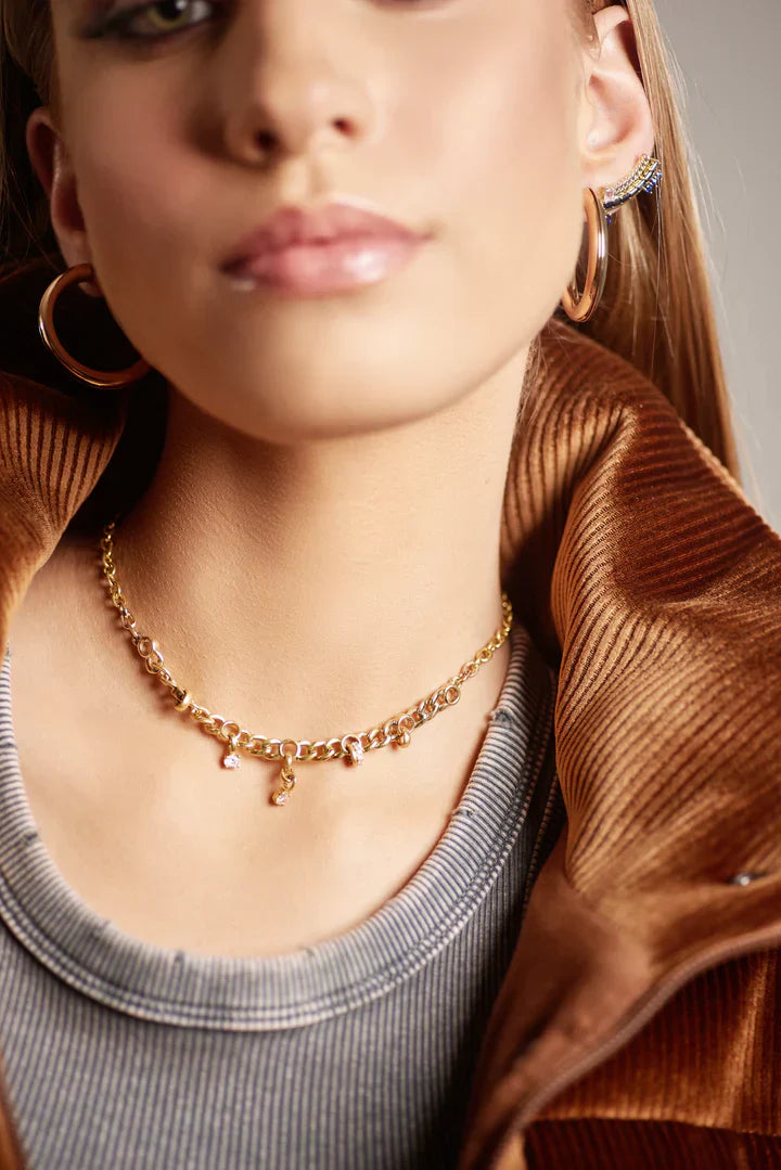 Punk 14K Gold Diamond Chain Necklace
