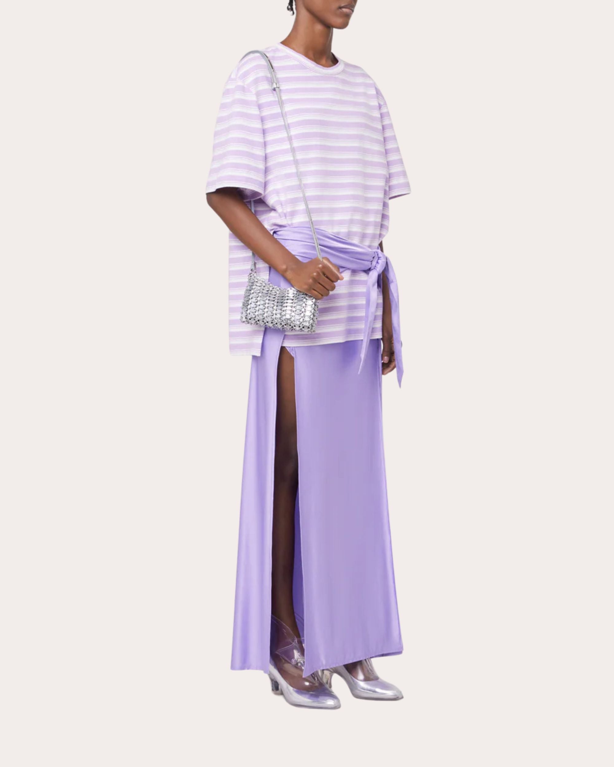 Knotted Satin Stretch-Jersey Maxi Skirt